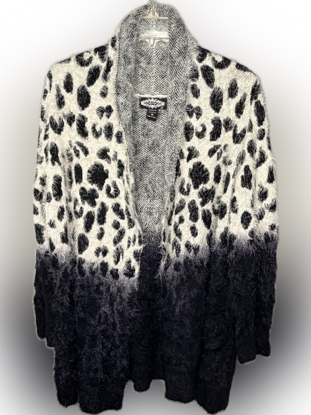 Oliver Fuzzy Animal Print Cardigan Sweater